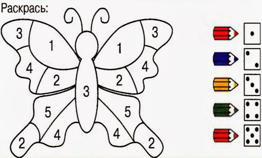 раскраски по номерам бабочки схема 4